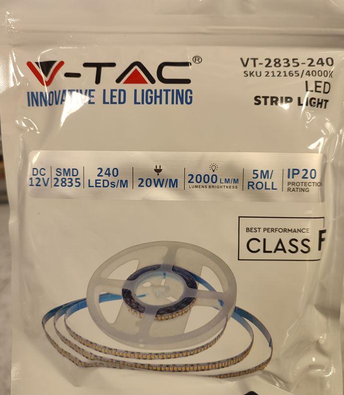 V TAC Striscia Led V Tac 12V 4000K IP20 5 Metri VT 2835 2165 212165