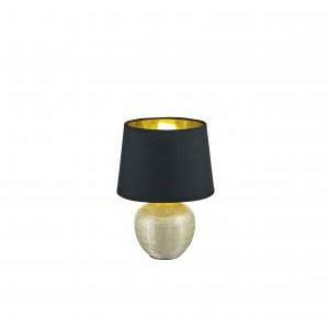 Luxor lampada tavolo base ceramica oro e paralume nero interno oro h. 26cm d. 18cm r50621079