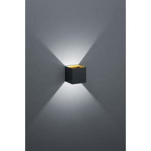 Louis applique led cubo bi-direzionale colore nero inteerno oro h.10cm 223310132