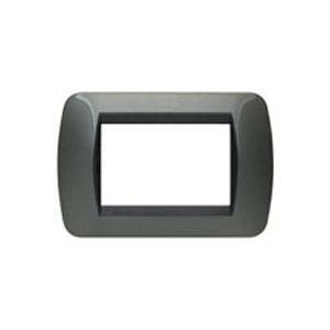 BTICINO BTICINO LIVINGLIGHT PLACCA 3 MODULI COLOR ACCIAIO SCURO CORNICE  NERA L4803AC