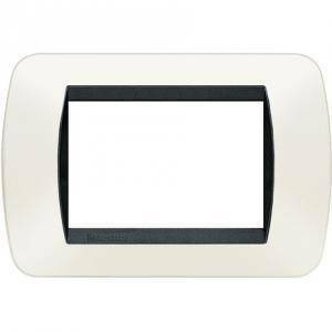 Livinglight placca 3 moduli plastica colore bianco cornice nera l4803pb