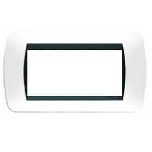 Livinglight placca 4 moduli colore bianco in plastica cornice nera l4804pb