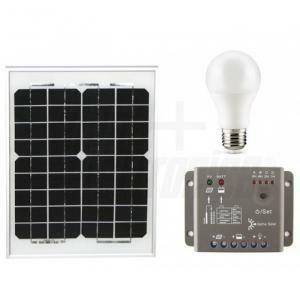 Kit fotovoltaico 15w 12v con regolatore e lampada led kit10-sb kit15-sb
