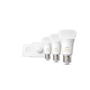 Starter kit hue white ambiance 3 lampadine 8w a60 e27 + bridge + smart button 929002468405 29127000