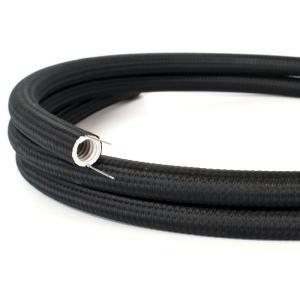 Canalina passacavi al metraggio creative-cables modellabile rivestita in tessuto effetto seta colore nero - ng20rm04