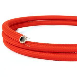 Canalina passacavi al metraggio creative-cables modellabile rivestito in tessuto effetto seta rosso - ng20rm09