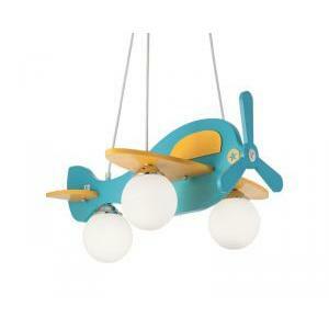 Decorazione sospensione cameretta 3 luci (non incluse) aereo  - 136325