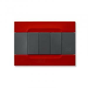 Kadra placca in metallo rosso orione metallizzato serie antracite 3 moduli 10903.58