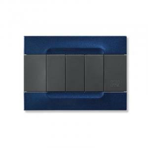 Kadra placca in metallo blu metallizzato serie antracite 3 moduli 10903.78