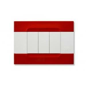 Kadra placca in metallo rosso orione metallizzato serie bianca 3 moduli 10903.b.58