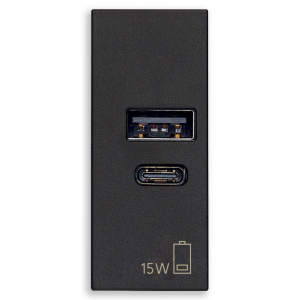 Presa usb a+c  linea 1 modulo 15w nero - 30292.ac15g