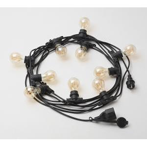 Catena luminosa gealuce da esterno 10 m con 10 portalampade e14 ip44 nero - gfin02