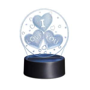 Lampada led effetto 3d multicolore plexiglass love - igz272lo