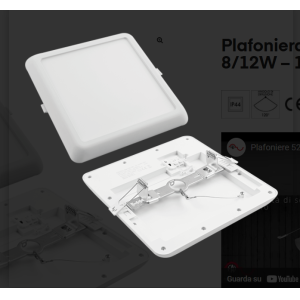 Plafoniera led quadrata da incasso 3cct 8/12w  - 5236/180