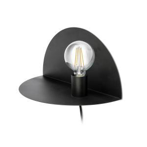 Lampada parete con ripiano e27 nera 40 cm  - 01006