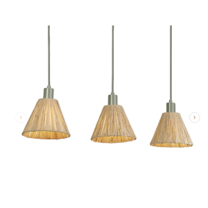 Lampadario sospensione 3 luci e27 rafia naturale  lum838178 design moderno per interni