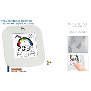 Termometro igrometro digitale touchscreen 7x7 cm  jd9038b