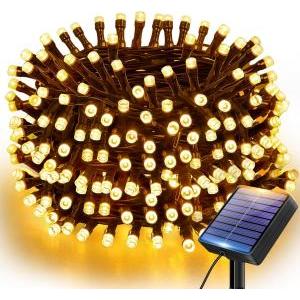 Catena led bianco caldo 14923361 200 luci giocoplast 20m con pannello solare