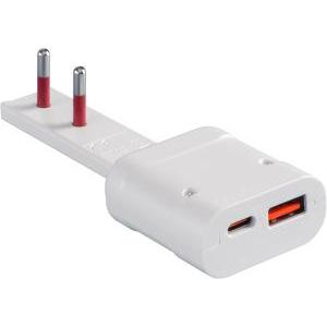 Adattatore caricatore doppia usb flat 10a bianco  rs7712bc uso multiplo