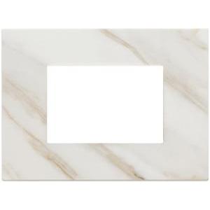 Placca 3 moduli bianco calacatta – serie eikon 22653.51