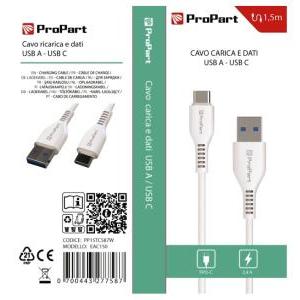 Cavo usb a usb c 2,4a 1,5 metri  pp15tc587w confezione 10 pezzi
