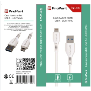 Cavo usb a lightning 2.4a 1.5 metri  pp15lt594w confezione da 10