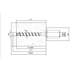 50 vite calcestruzzo 6x55 m 8/10 resistenza fuoco r120 sismica c1  72108b0605500