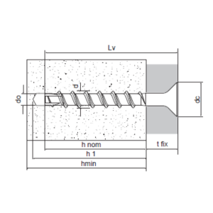 100 vite calcestruzzo 6x40/5 t30 resistente fuoco r120  - 72107b0604000