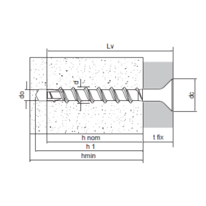 100 vite calcestruzzo 6x60/5 t30 resistenza fuoco r120 sismica c1  - 72107b0606000