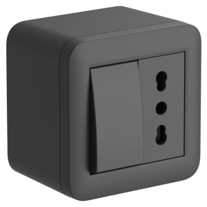 Presa interruttore ip40nero compatibile per installazione con tubo rigido e canalina  - 60480