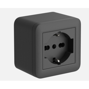 Contenitore presa schuko nero compatibile per installazione con tubo rigido e canalina  - 60478