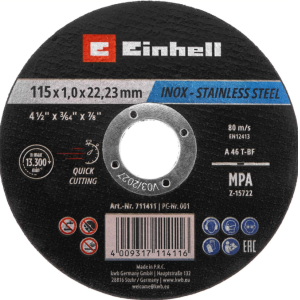 Dischi taglio inox set 10pz115x1x22.2mm einhell - 49711525