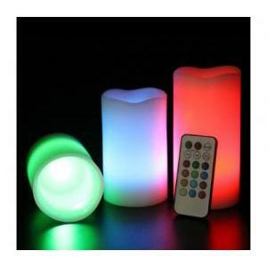 3 candele led in cera a batteria rgb cambiacolore tramite telecomando ig112