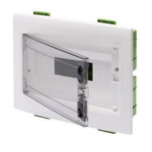 Centralino protetto green wall porta trasparente fume' 12 moduli ip40 gw40605pm