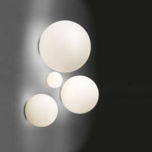 Dioscuri lampada da parete e soffitto attacco piccolo e14 diametro 14cm in vetro soffiato e policarbonato colore bianco 1039110a