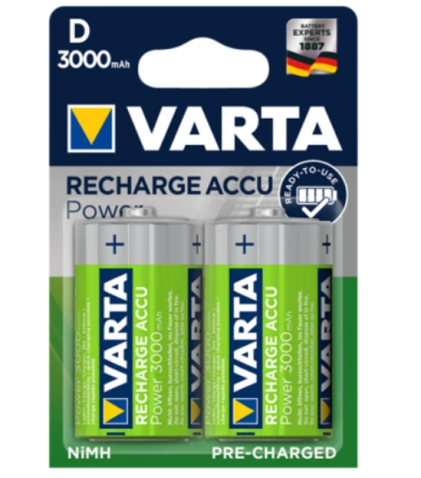Batterie ricaricabili Varta 3000mAh 1.2V verde 2pz - 056720101402 01