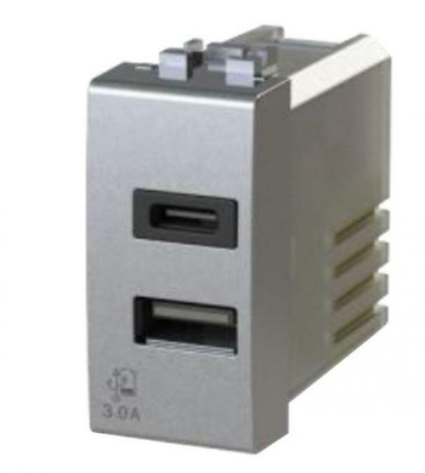 Modulo presa doppia USB da muro per placca cassetta 503