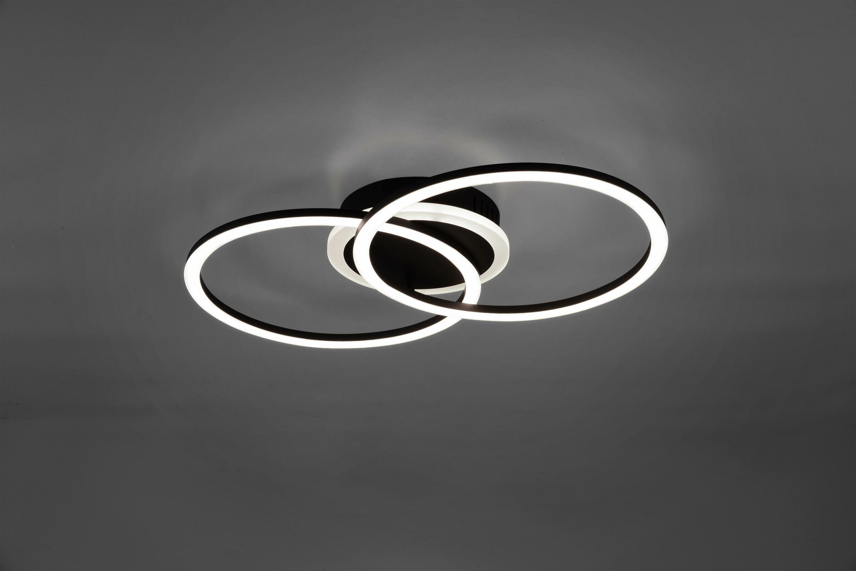 trio lighting venida plafoniera led doppio cerchio nero opaco con luce centrale regolazione intensita' interruttore l.50cm r62783132