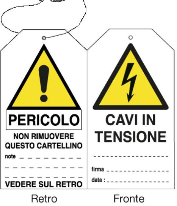 cartelli segnalatori cartellino appendibile cartelli segnalatori testo 'cavi in tensione' fronte retro - 98-15