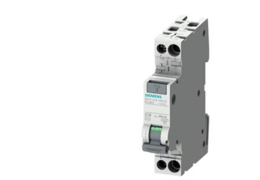 Interruttore magnetotermico Siemens differenziale compatto 1P+N 4,5kA 30mA - 5SV13131KK10 01