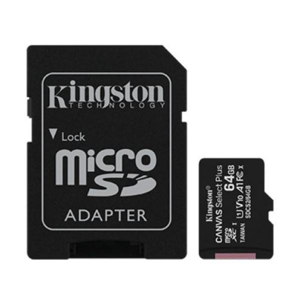 Scheda micro SD Kingston Canvas Select Plus 64GB con adattatore SD- SDCS264GB 01