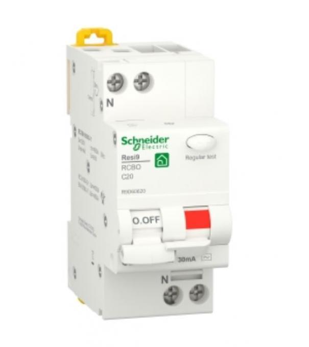 schneider electric interruttore magnetotermico differenziale schneider electric r9d60620-1p+n 20a