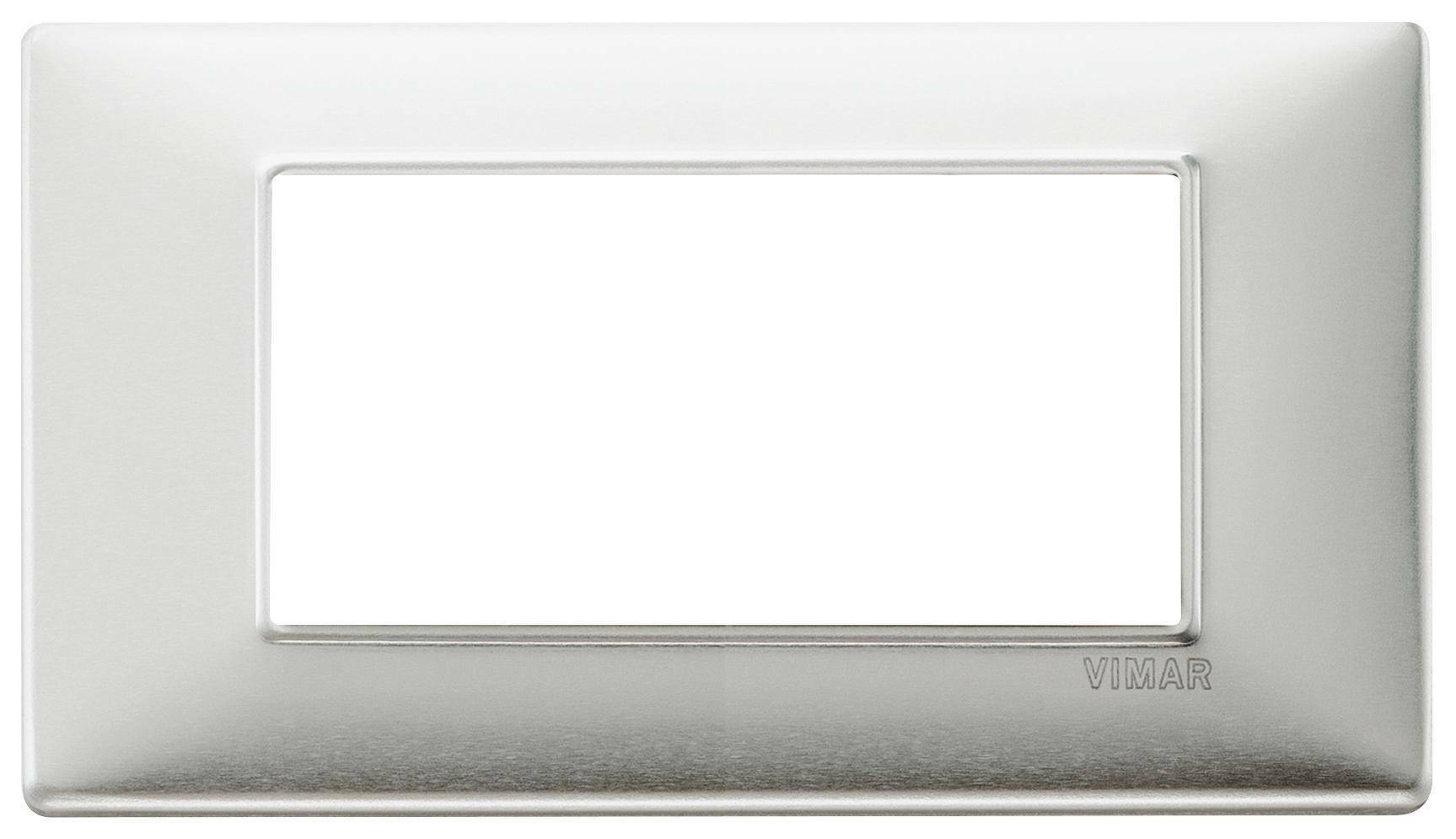 vimar vimar plana placca 4 moduli metallo colore alluminio spazzolato 14654.81