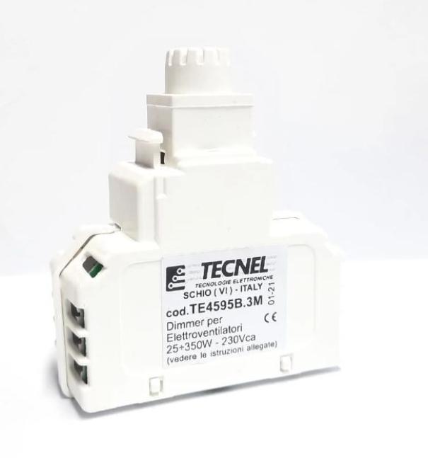 Dimmer con deviatore Tecnel per elettroventilatori bianco- TE4595B.3M 01