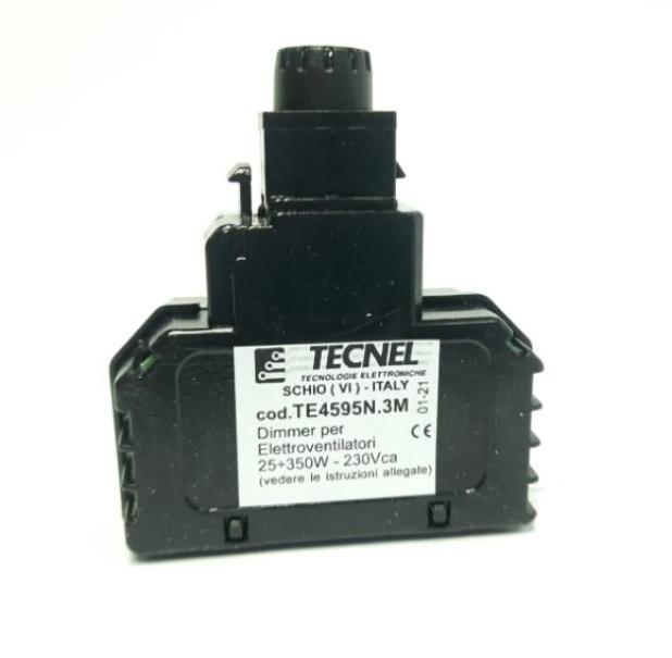 Dimmer con deviatore Tecnel per elettroventilatori nero- TE4595N.3M 01