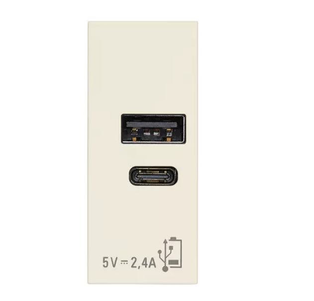 Alimentatore Vimar Linea USB A+C 12W 2,4A 5V canapa -  30292.ACC 01