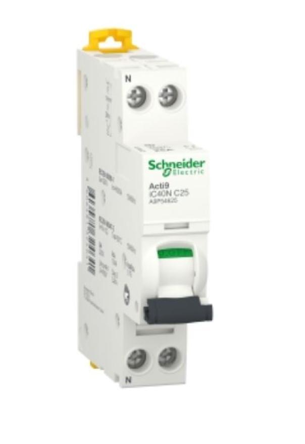 Interruttore magnetotermico Schneider Electric Acti9 iC40 1P+N 25A curva C - A9P54625 01