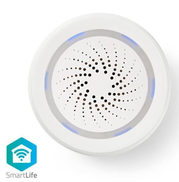 Sirena smart Nedis WiFi alimentazione da rete 85dB 8 suoni bianco - WIFISI10CWT 01