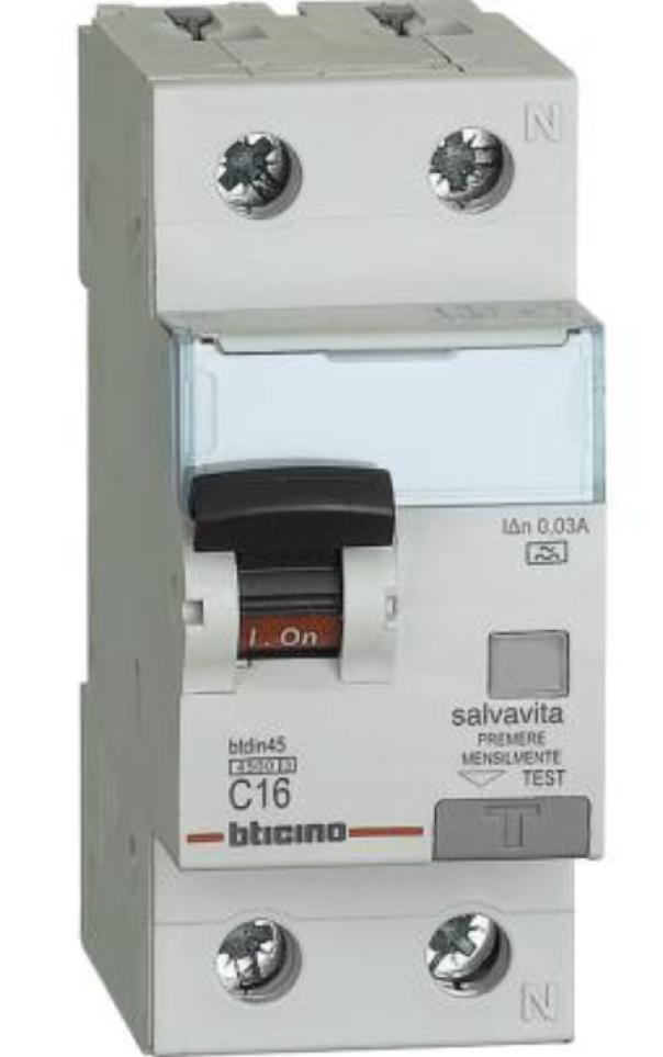 Interruttore magnetotermico Bticino Btdin 1P+N 16A 230Vac - GA8813A16 01