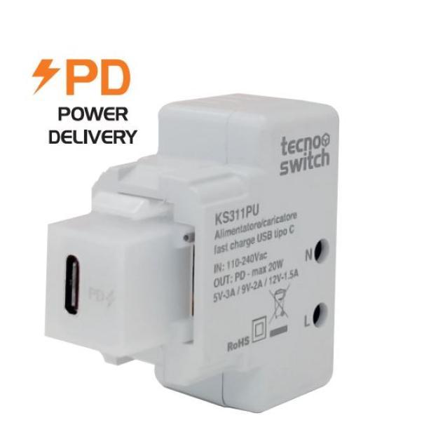 Caricatore USB tipo C Tecno Switch Power Delivery con ricarica rapida - KS311PU 01
